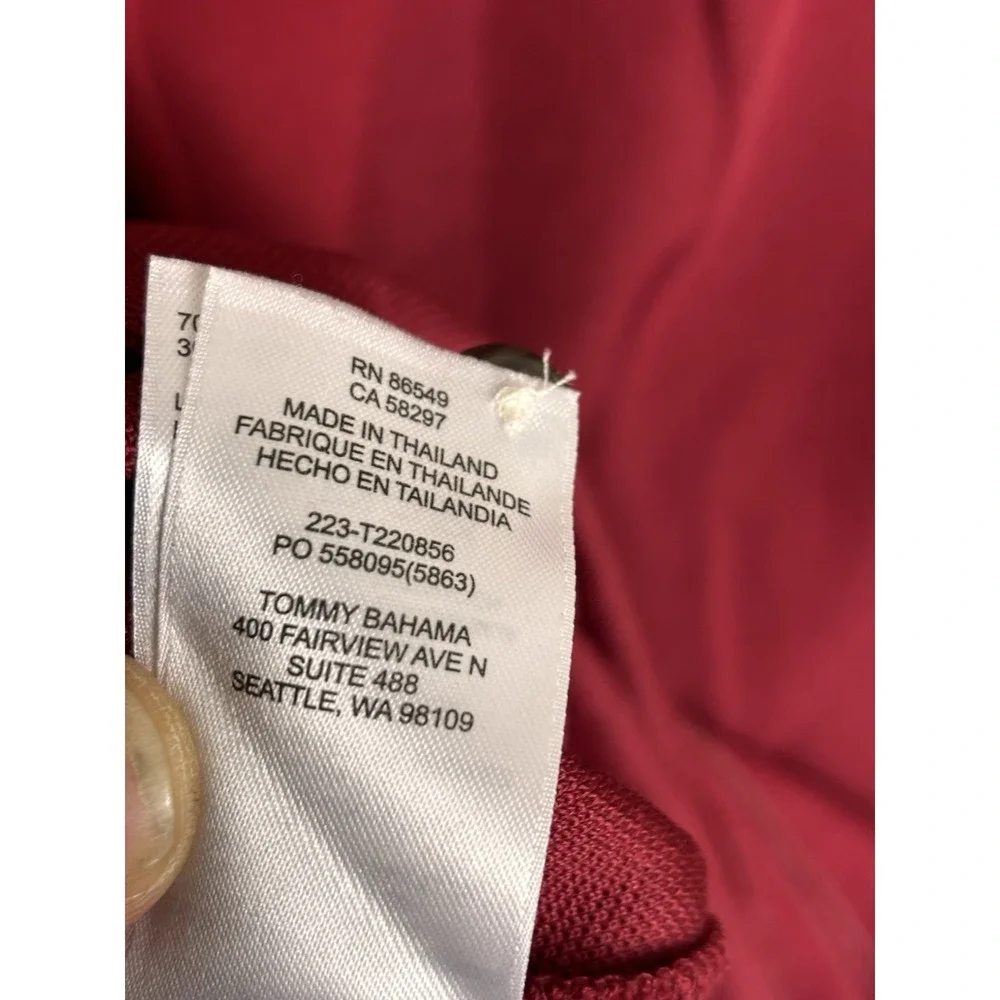 Tommy Bahama Mens Polo Shirt LG Red Solid Short Sleeve Pima Cotton Blend